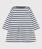 Babies' Iconic Thick Organic Jersey Long-Sleeved Dress MARSHMALLOW white/SMOKING blue