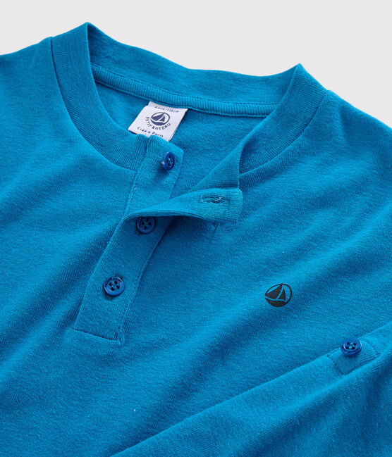 Boys' Cotton and Linen Blend T-Shirt MYKONOS blue