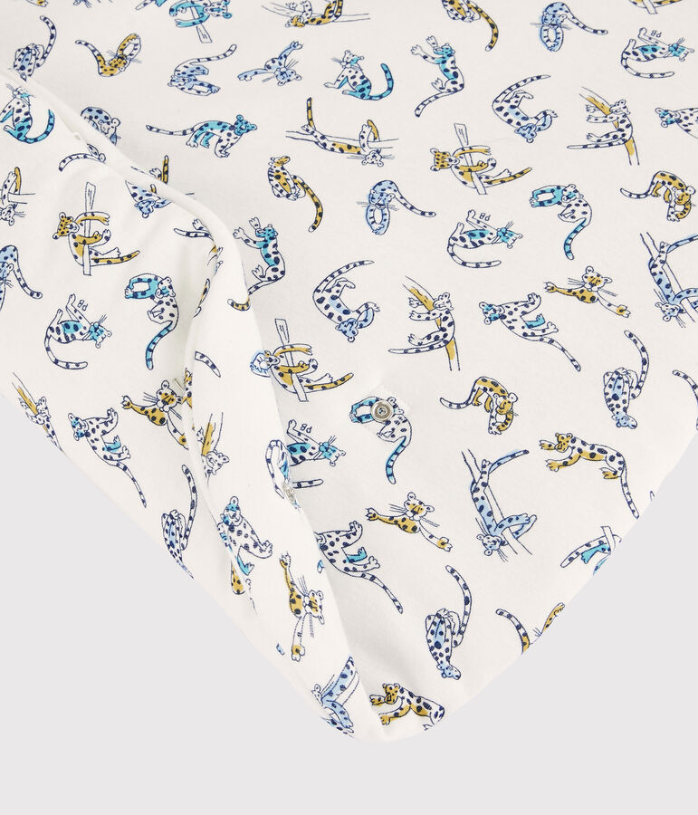 Babies' Panther Patterned Organic Cotton Sleeping Bag MARSHMALLOW white/MULTICO white