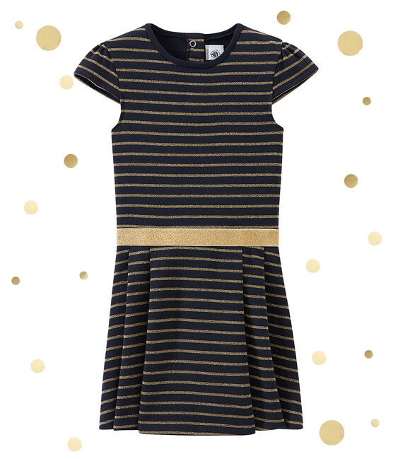 Girl's dress in double jersey. SMOKING blue/DORE yellow