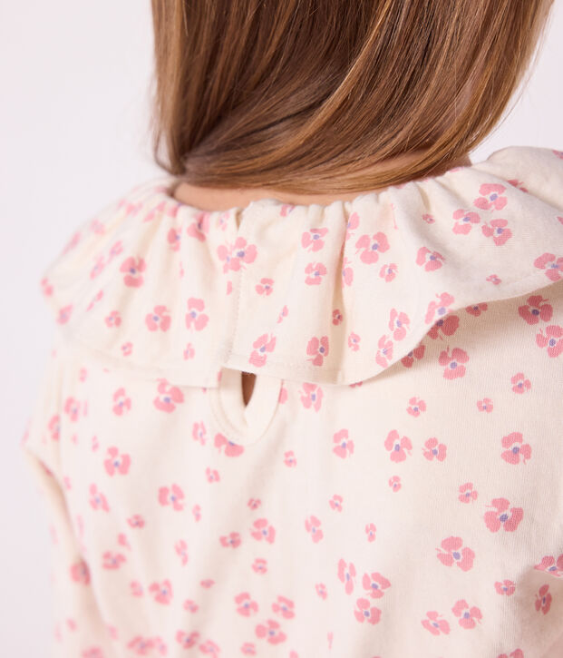 Children's long-sleeved printed cotton T-shirt Ecru/multicolor