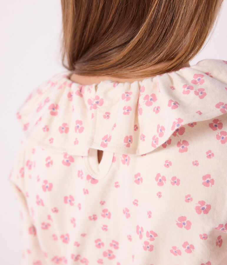 Children's long-sleeved printed cotton T-shirt Ecru/multicolor