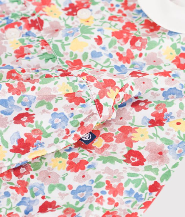 Babies' flower print cotton playsuit white/multicolor