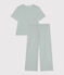 Women's Pinstriped Cotton Pyjamas PAUL blue/MARSHMALLOW white
