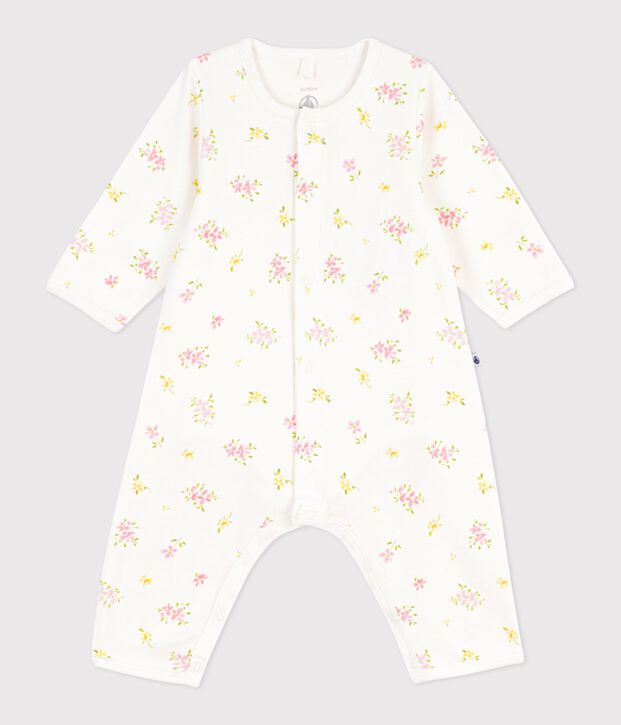 Babies' footless floral-print cotton bodyjamas white/multicolor