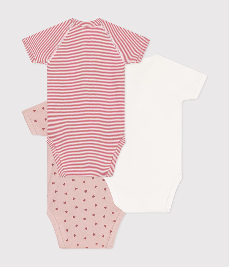 Babies' short-sleeved wrapover cotton bodysuits - 3-Pack multicolor