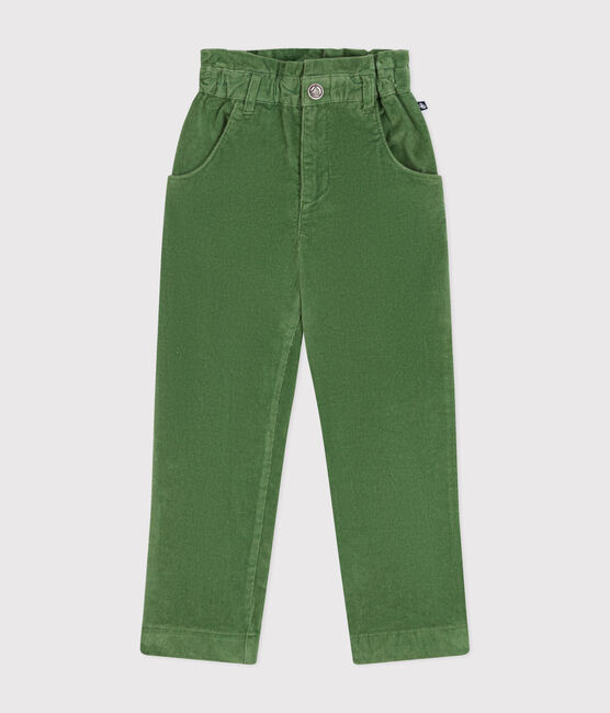 Girls' corduroy trousers PALMERAIE green