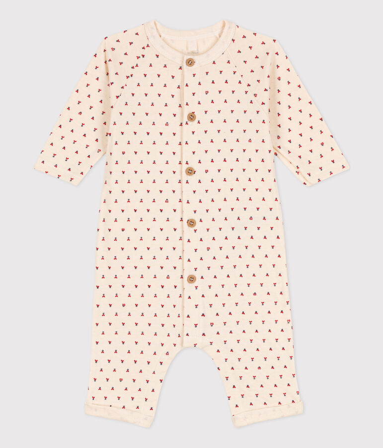 Babies' Heart Patterned Cotton Tube Knit Jumpsuit AVALANCHE white/MULTICO