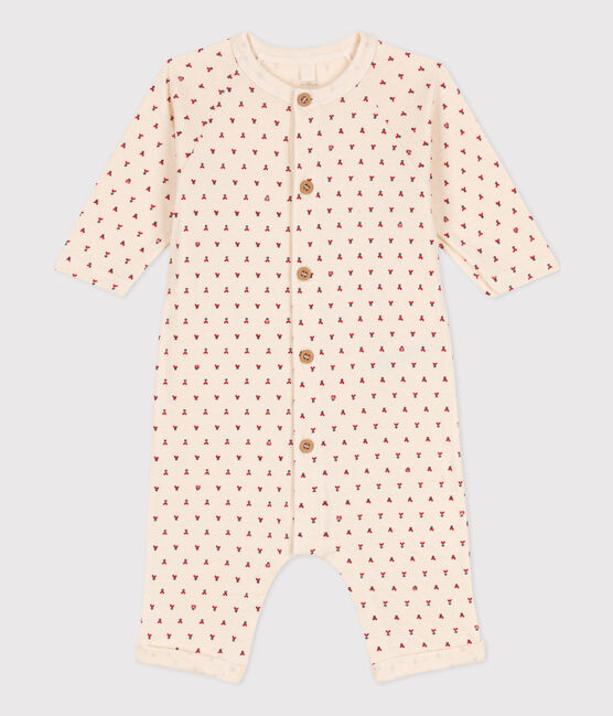 Babies' Heart Patterned Cotton Tube Knit Jumpsuit AVALANCHE white/MULTICO