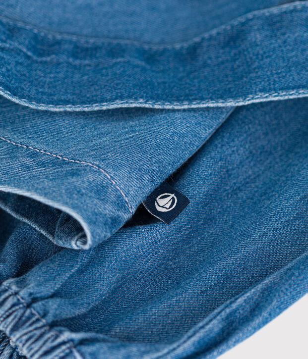 Girls' long-sleeved lightweight denim dress blue