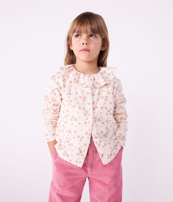 Children's long-sleeved printed cotton T-shirt MILK /MULTICO