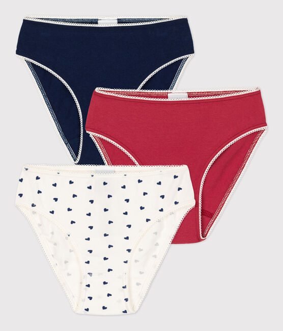 Girls' Heart Patterned Cotton and Elastane Briefs - 3-Pack variante 1