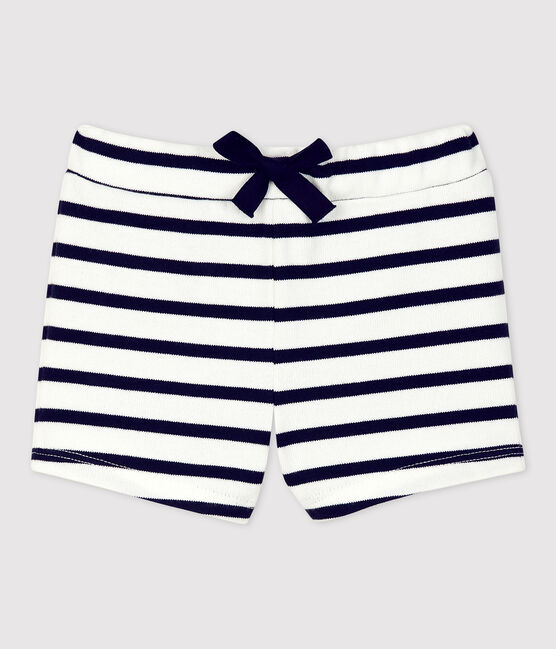 Babies' Thick Organic Jersey Shorts MARSHMALLOW white/SMOKING blue