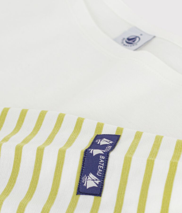 Women's stripy cotton Breton top green/green