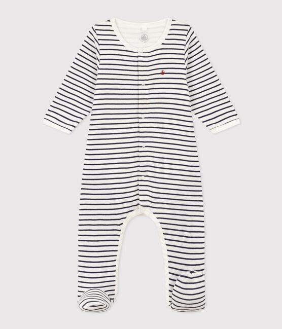 Stripy Cotton Bodyjama MARSHMALLOW white/SMOKING blue