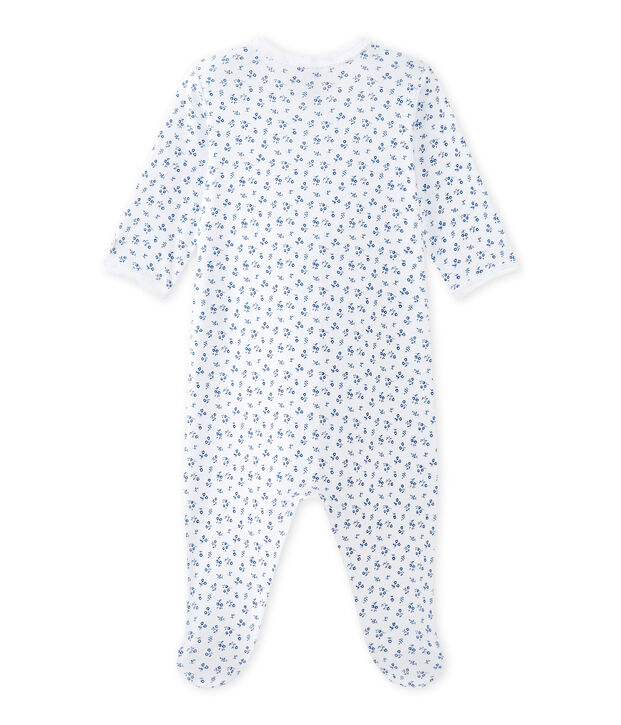 Baby girl's print sleepsuit white/blue