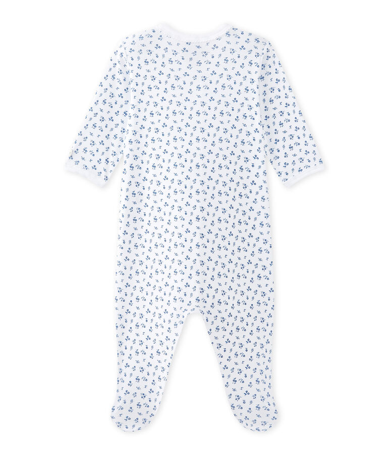Baby girl's print sleepsuit white/blue
