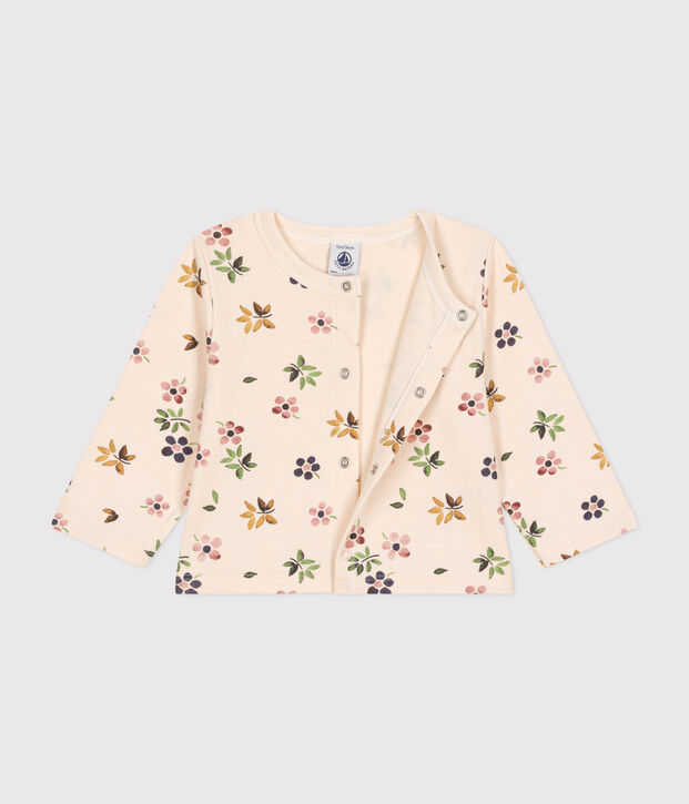 Babies' tube knit cardigan Ecru/multicolor