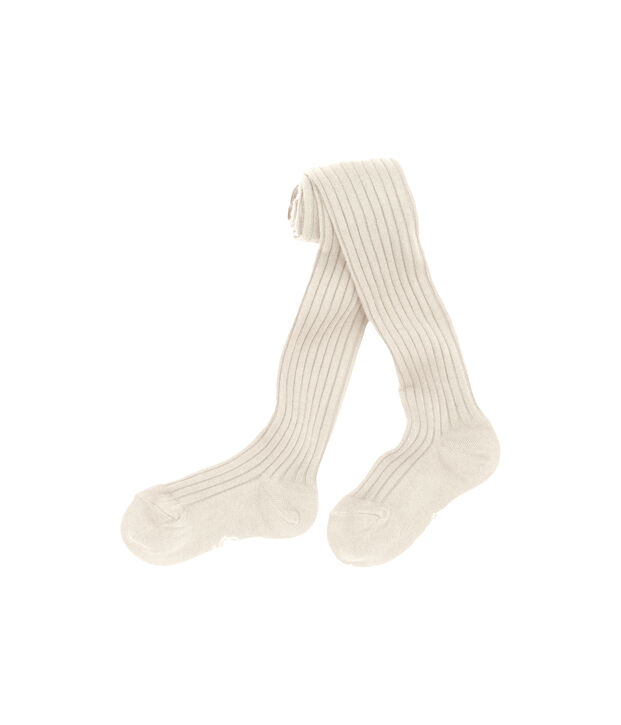 Girls' plain tights Coquille beige