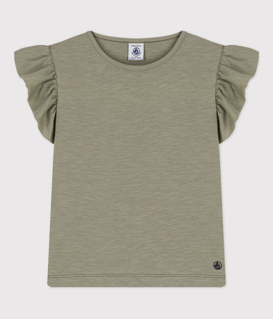 Girls' Short-Sleeved Cotton T-Shirt MARECAGE green