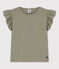 Girls' Short-Sleeved Cotton T-Shirt MARECAGE green