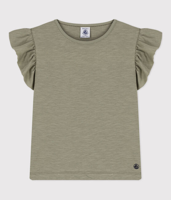 Girls' Short-Sleeved Cotton T-Shirt MARECAGE green
