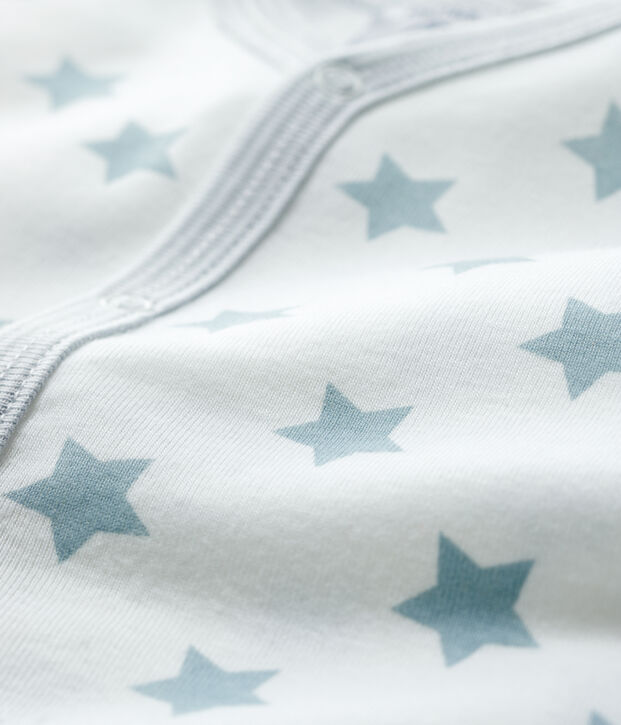 Babies' Starry Grey Footless Cotton Sleepsuit white/grey