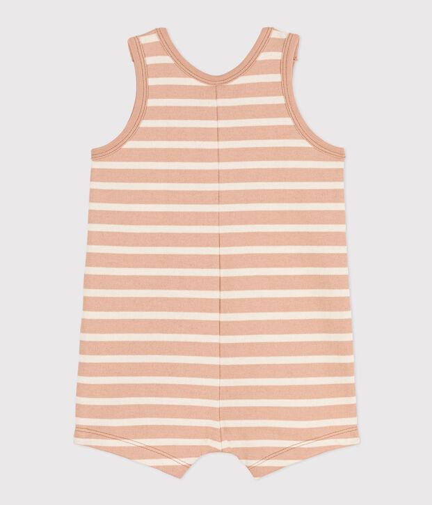 Babies' Sleeveless Thick Striped Jersey Playsuit beige/ecru
