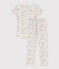 Girls' Floral Short-Sleeved Cotton Pyjamas MARSHMALLOW white/MULTICO white