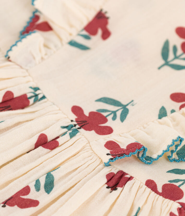 Girls' Floral Cotton Gauze Dress Ecru/multicolor