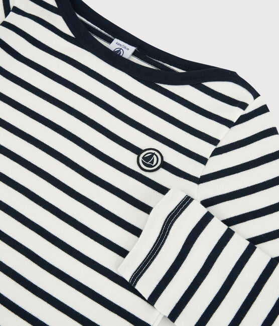 Unisex Children's Striped Cotton Breton Top MARSHMALLOW white/SMOKING blue