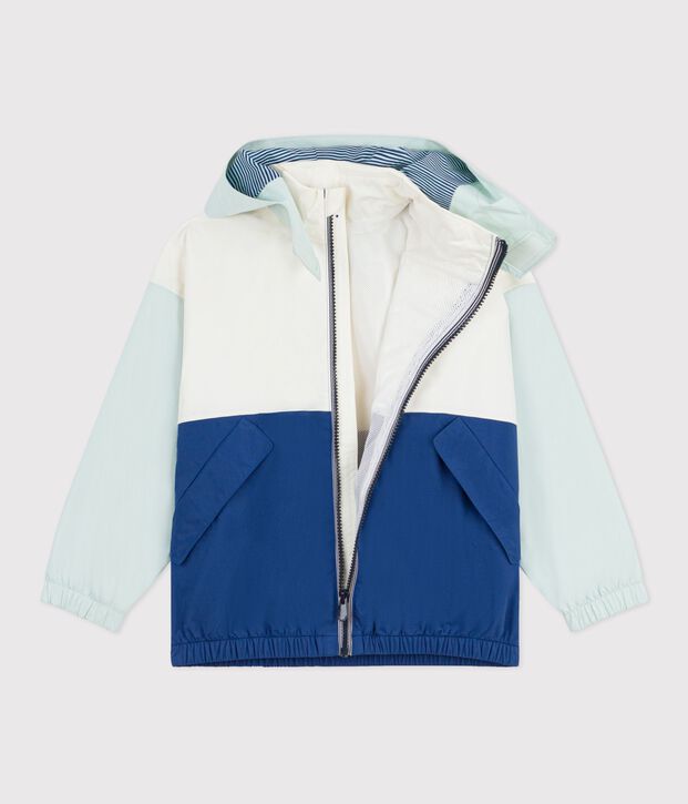 Children's windbreaker with a retractable hood Ecru/multicolor