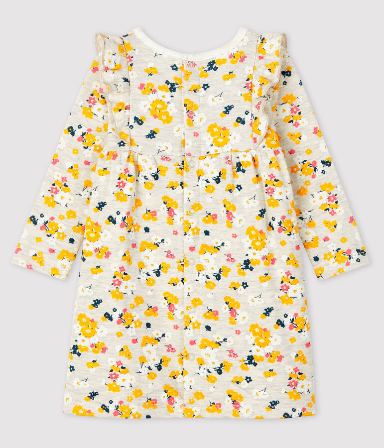 Baby girl's long-sleeved dress MONTELIMAR beige/MULTICO white