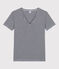 Women's Iconic Cotton V-Neck T-Shirt SMOKING blue/MARSHMALLOW white