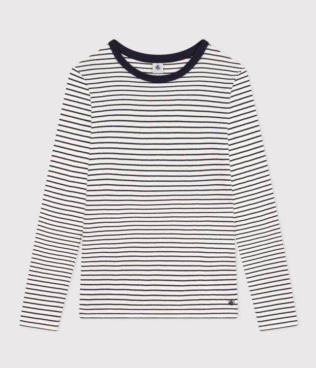 Women's Iconic Stripy Long-Sleeved Cotton T-shirt white/blue