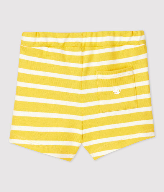 Babies' Thick Jersey Shorts ORGE yellow/MARSHMALLOW white