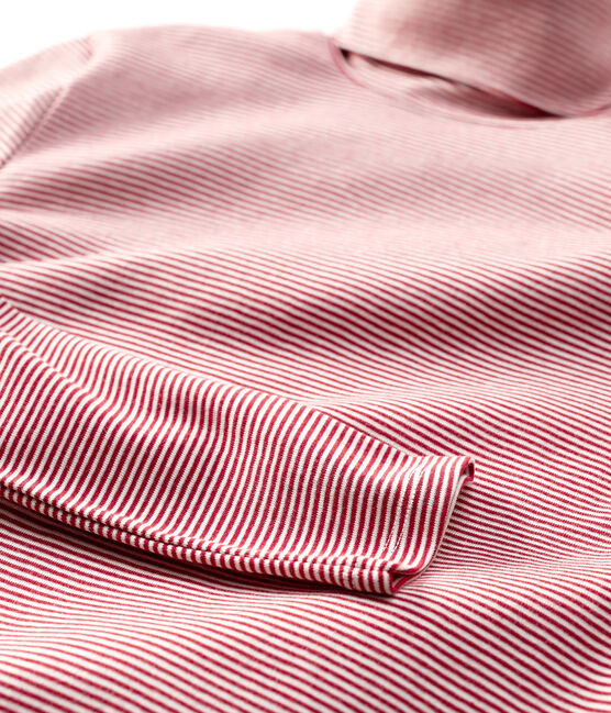 Women's Iconic Striped Cotton Polo Neck SANGRIA red/MARSHMALLOW