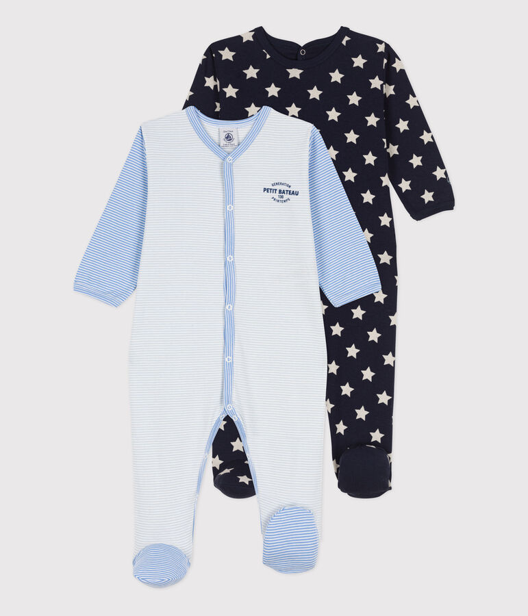 Pinstripes and Stars Cotton Sleepsuits - 2-Pack multicolor