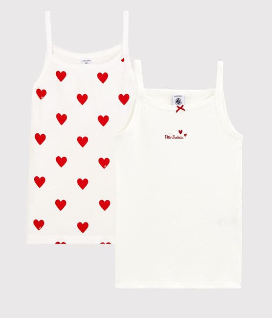 Girls' Heart Patterned Cotton Vests - 2-Pack variante 1