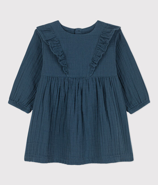 Babies' Long-Sleeved Cotton Gauze Dress DUCKY