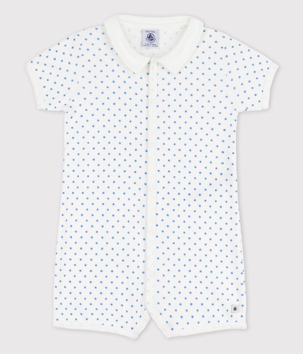 Babies' Starry Cotton Playsuit white/blue