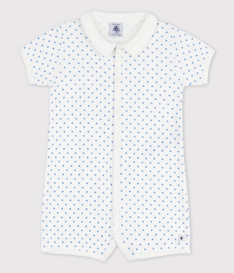 Babies' Starry Cotton Playsuit white/blue