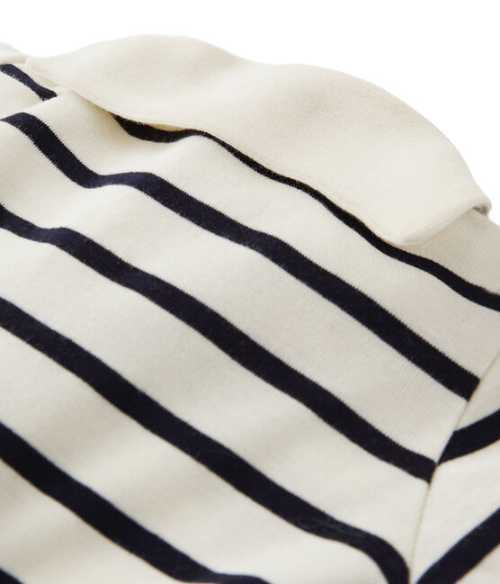 Baby's striped sleepsuit COQUILLE beige/ABYSSE blue