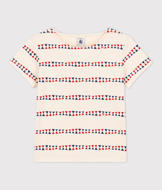 Girls' Short-Sleeved Cotton T-Shirt AVALANCHE white/MULTICO