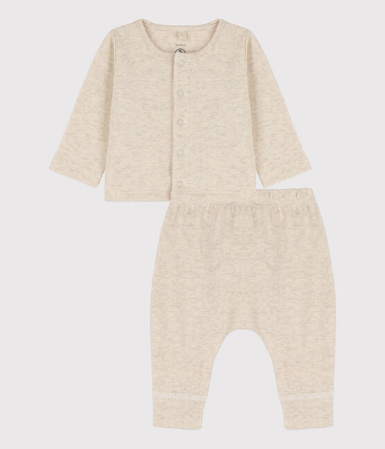 Babies' Organic Plain Tube Knit Clothing - 2-Piece Set MONTELIMAR CHINE beige
