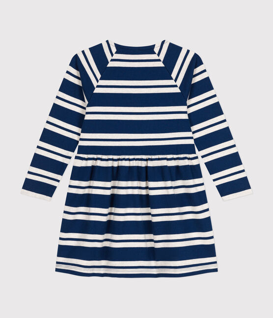 Girls' long-sleeved dress in thick cotton MEDIEVAL blue/MONTELIMAR