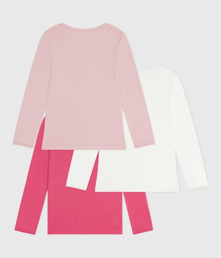 Pack of children's long-sleeved plain T-shirts multicolor