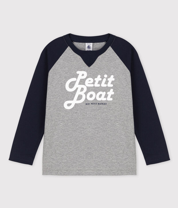 Tee-shirt manches longues en jersey enfant gar&ccedil;on grey/blue