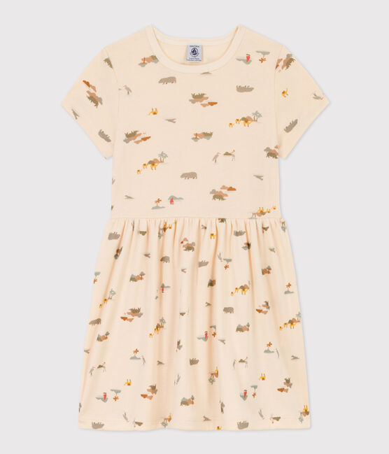 Girls' Cotton Print Dress AVALANCHE white/MULTICO