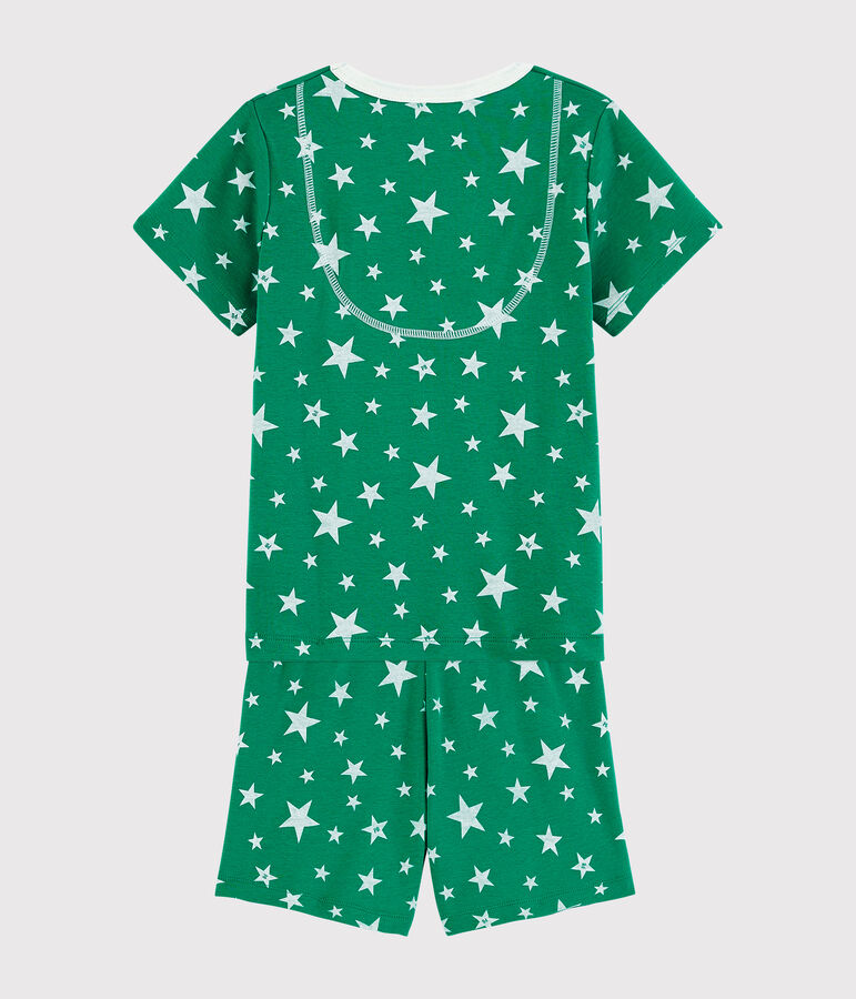 Boys' Green Starry Cotton Short Pyjamas GAZON green/ECUME white